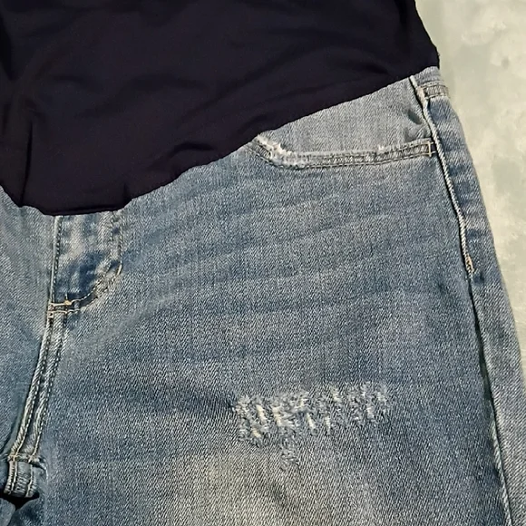 Pinkblush Light Blue Distressed Skinny Jeans Maternity Size 30 - Picture 8 of 10